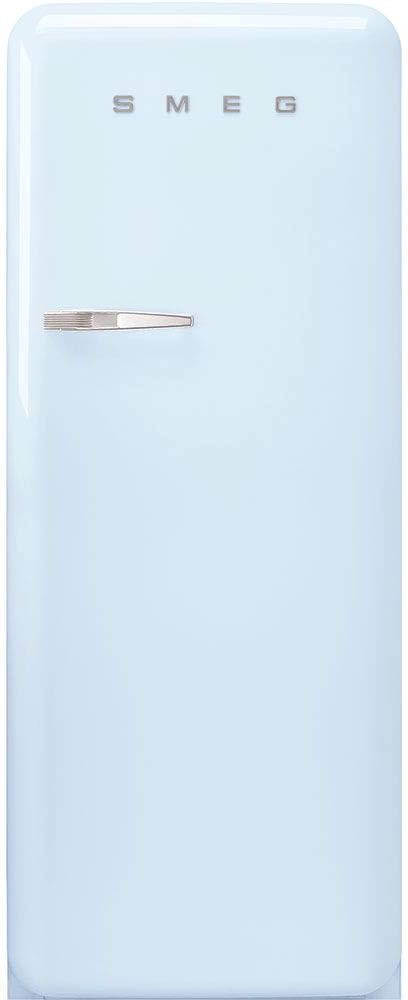 FAB28 50's Retro Style Aesthetic Top Freezer Refrigerator with 9.93 Cu Total Capacity, Multiflow Cooling System, Adjustable Glass Shelves 24-Inches, Pastel Blue Right Hand Hinge Made In Italy