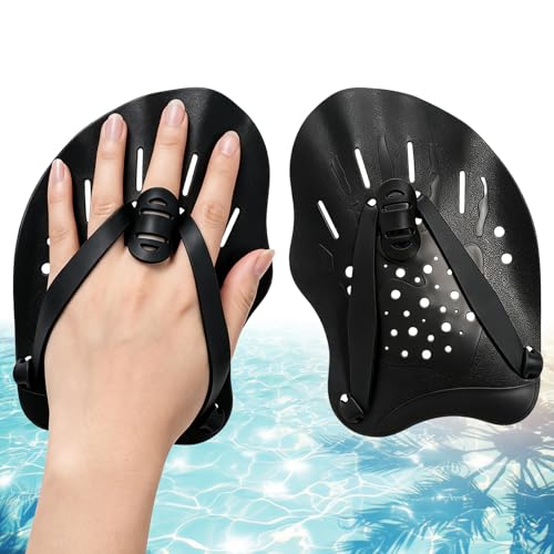 Pagaies Mains, Plaquettes Natation, Plaquettes avec Sangles Réglables, Accessoires d'Entraînement à La Natation pour Les Nageurs, Débutants Et...