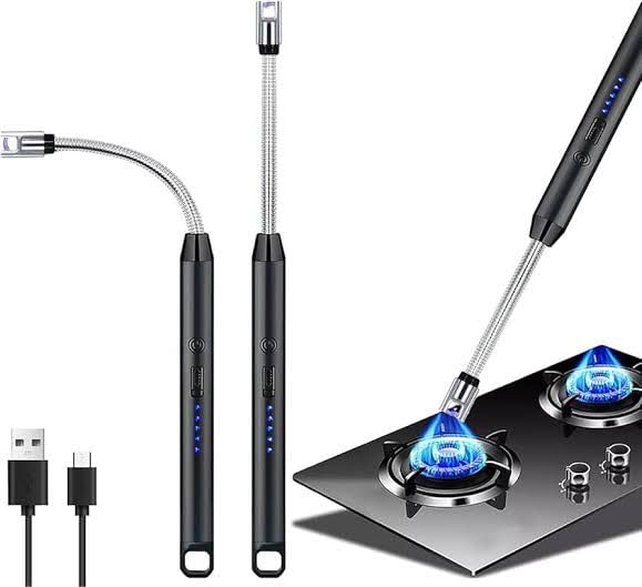 Electric Lighter, USB Rechargeable Candle Lighter with LED Battery Display, 360° Flexible Neck, Windproof Plasma Arc Lighter for Candles, Diwali Fireworks, Gas Stove, BBQ, Camping (2)-image-30