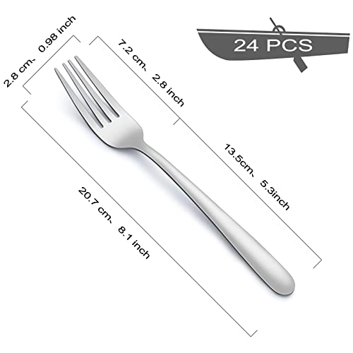 BEWOS Edelstahl Gabel Set 24 Stück, 8,1"(20,7cm) Tafelgabeln, Spiegelpoliert, Spülmaschinenfest, Geeignet für Haushalte, Restaurants… – Ansicht 2