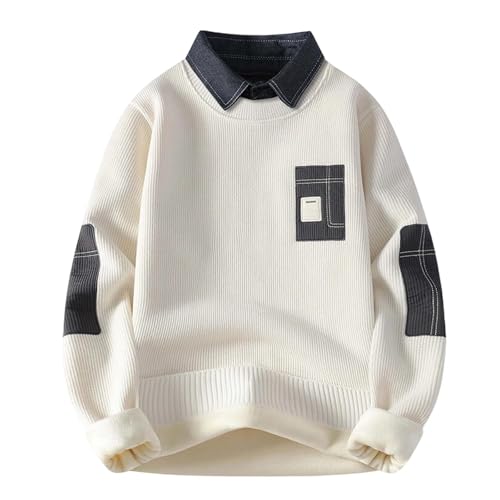 Pull d'hiver pour homme à col chemise intégré idéal pour le bureau et les sorties