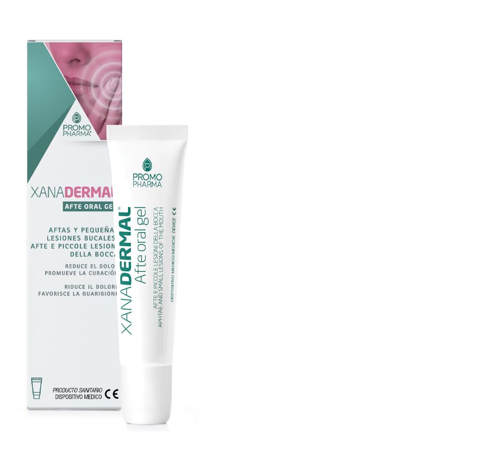 Xanadermal Gel Oral Aftas - Producto Sanitario - Gel para úlceras bucales y pequeñas lesiones bucales, alivia y regenera - con aloe, manzanilla, propóleo, malvavisco, ácido hialurónico - Tubo 15 ml