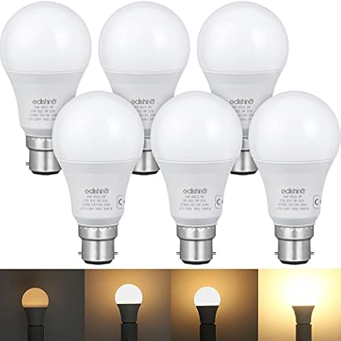 EDISHINE 6 Pack Dimmable Bayonet Light Bulbs Cover
