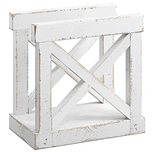 Barnyard Designs Farmhouse Napkin Holder for Table - Vintage Rustic Distressed Wooden Napkin Holder Dispenser for Kitchen, 6.75" x 5.5 (White) - Image 5