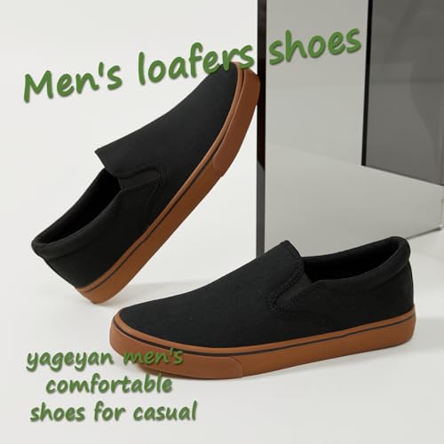 Image of yageyan Mens Slip on Sneakers Loafers Shoes Canvas Black Shoes Canvas Blue Casual Fashion Shoes