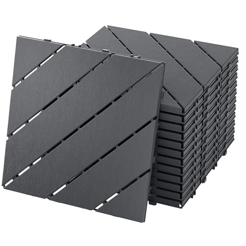 NAIZY Baldosas de terraza de 30 x 30 cm, suelo de 1 m², 11 unidades, para exteriores, con sistema de clic, para jardín, terraza, patio, tipo D