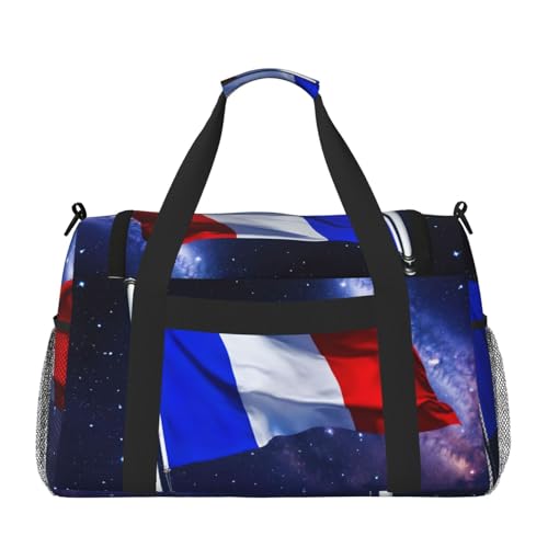 French flag Print Foldable Carry On Tote Large Capacity Hand Carry Bag for Airplane Weekend Getaways2