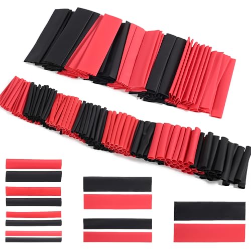 DIANN 270pcs Heat Shrink Tubing Kit - 7 Sizes, 2 Colors (Black, Red) , Easy to Use - Suitable for Small Electronics