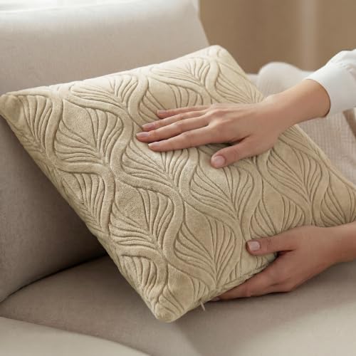 Image of Yellow Weaves Jacquard Cushion Covers | Sofa Cushion Covers | Throw Pillow Cover for Sofa, Couch, Living Room| Removable & Washable | 16x16 Inches, Set of 5 (Beige)