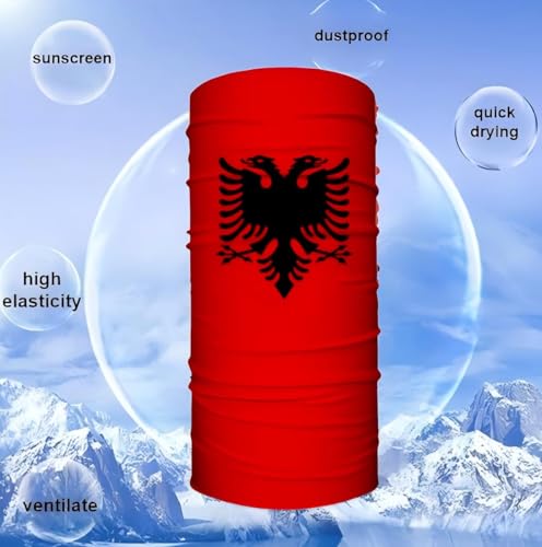 3 Pieces Albanian Flag Bandana, Multifunctional Mask, Neck Gaiter Balaclava, Moisture Wicking, Sun Protection and Breathable, Suitable for Riding Hiking Fishing2