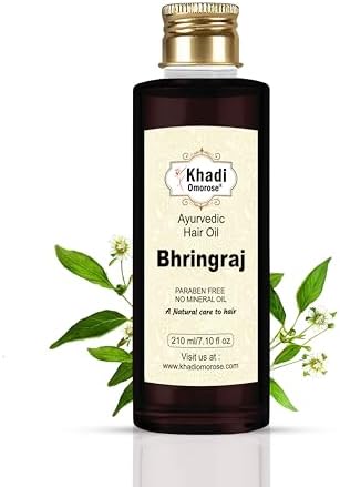 Khadi Omorose Bhringraj Hair Oil |Controls Hair Fall | Promotes Healthy Hair Growth | Mineral Oil Free | Makes Hair Strong, 210ml