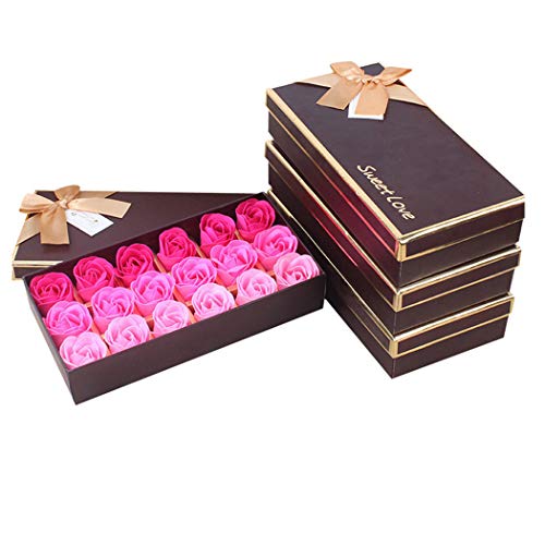 StyleZ 18PCS/Set Rose Flower Petals Shaped Plant Essential Oil Soap Floral Scented Bath Soap, Ideal gift for Lady Women Girl (RoseRed)