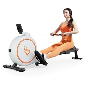Deerrun 32-Level Magnetic Rowing Machine with LCD Display, 136kg Weight Capacity, Silent Rowing Machine with APP, Portable Rowing Machine for The Home