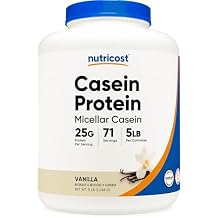 Nutricost Casein Protein Powder 5lb Vanilla - Micellar Casein, Gluten Free, Non-GMO