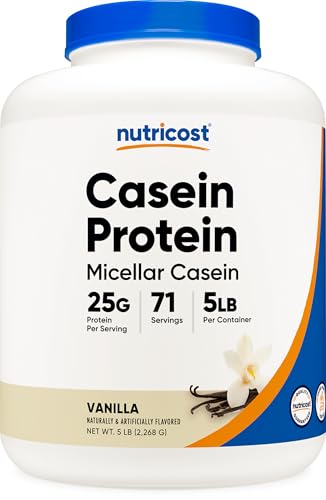 Nutricost Casein Protein Powder 5lb Vanilla - Micellar Casein, Gluten Free, Non-GMO