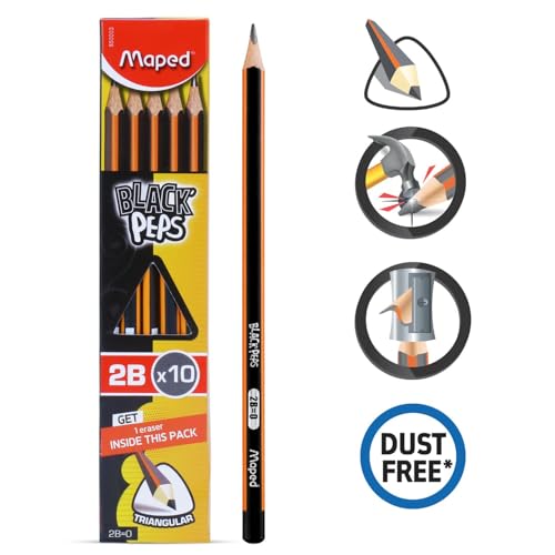 Image of Maped Wooden Traingular Shape Wooden Pencil X10pc with Eraser| Set of 10box| Pack of 100pc with 10 Non-toxic Eraser| Ideal for Writing, Drawing & Sketching| Return Birthday Gift for children