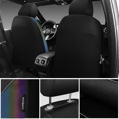 Image of CAR PASS Leather Car Seat Covers Front Seats only, with Air Mesh Front Seat Covers Breathable, Cool Automotive Seat Covers 2 Pack, Universal Fit Most Cars,SUV,Truck,Van Airbag Compatible(Iridescent)