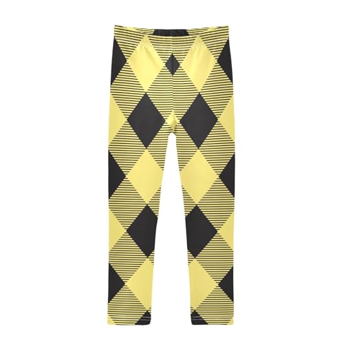 Argyle Plaid Black Yellow Big Girls Shorts Cotton Cartwheel Shorts Gymnastics Leotards for Beach