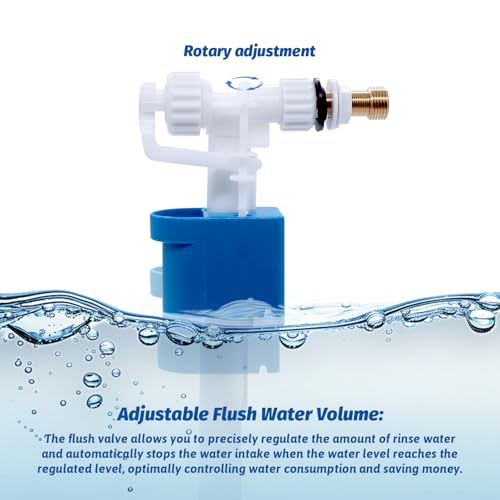 WYYFXY Spülkasten Füllventil Universal G3/8 und G1/2 Messing Anschluß Spülkasten Ersatzteile - Einstellbare Wassermenge - Wassersparend - Geräuschlos