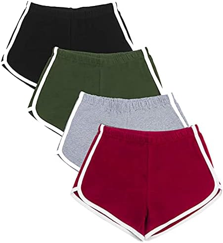 Cameway 4 Pack Women's Cotton Yoga Dance Short Pants Sport Shorts Summer Athletic Cycling Hiking Sports Shorts XXL Black