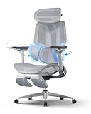 Hbada E3 Pro Sedia Ufficio Ergonomica, Sistema Lombare Dinamico a 3 Zone, Braccioli Regolabili 6D, Testiera con Regolazione 4D, Grigio con Poggiapiedi