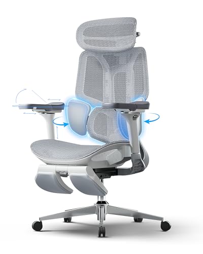 Hbada E3 Pro Silla de Oficina Ergonomica - Soporte Lumbar Dinámico de 3 Zonas, Reposacabezas 4D y Brazos 6D, Silla Ergonomica Escritorio con Reposapiés