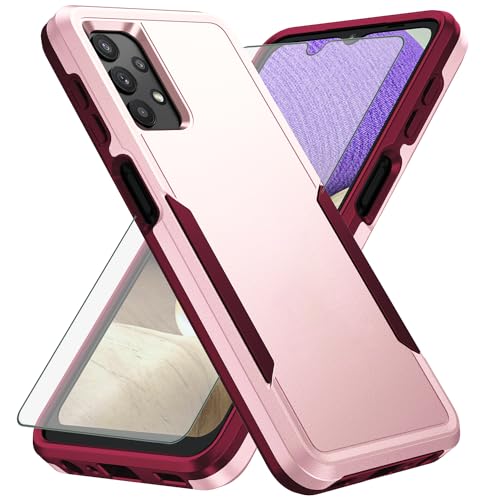 Coque Samsung A32 4G Rose avec protection écran en verre trempé intégral Asuwish fine