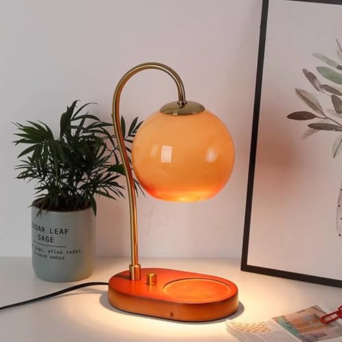 GUANSHAN Retro Aromatherapie Wachs Schmelzlampe Retro Gradient Orange Glas Lampenschirm Schlafzimmer Bettlampe Heimdekoration Atmosphäre Lampe Kein Feuer Aroma Tischlampe