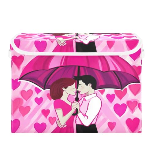 JUMBEAR Contenitori pieghevoli per San Valentino, coppie, con coperchio, in tessuto, per camera da letto, ufficio