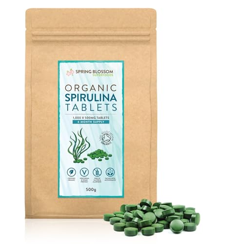 [BBE SEP ’26] 500G Organic SPIRULINA Tablets [1000 x 500mg] Natural Dietary Food Supplement, Premium Quality, Non-GMO Vegan Detox Superfood Rich in Protein, Vitamins, Amino Acids, Iron