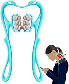 Alimtois Neck Massager, 1 Pack Massagers with 6 360° Rotatable Massage Roller Balls Massage Point,really squeeze in on spots of pain for Pain Relief Deep Tissue ,Personal Massager for Women Men (Blue)