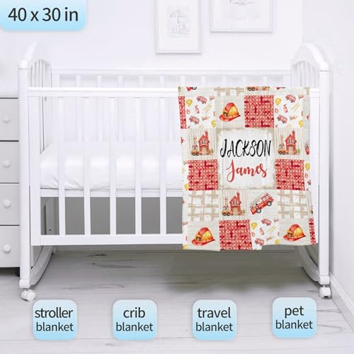 Image of Personalized Fire Trucks Firefighter Custom Baby Blanket Gifts for Boys Girls Super Soft Blanket Swaddle Newborn Cozy Receiving Blanket Stroller Throw 40x30 in for Puppy
