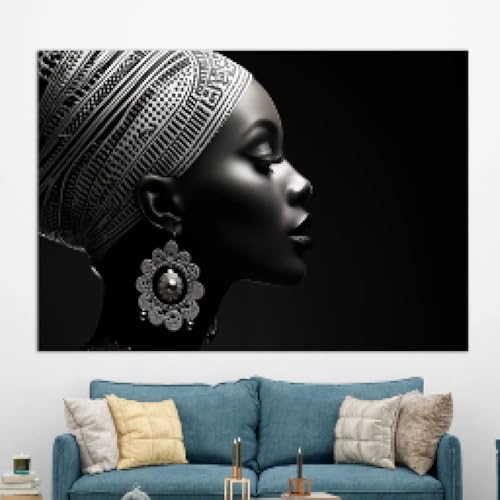 Image pour salon portrait femme africaine noir et blanc sans cadre