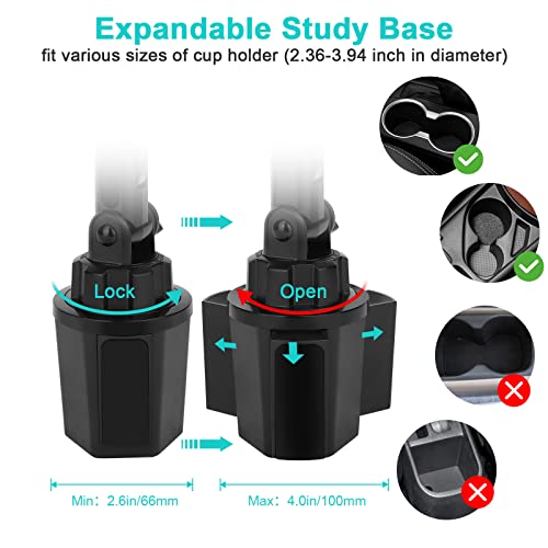 Cup Holder Car Tablet Mount, Universal 360° Rotation Adjustable Long Arm Holder Stand For Ipad Pro 12.9/11/10.5/9.7/Air/Mini 6/5/4, Samsung Galaxy Tab/Z Fold 4/3, Amazon Fire Hd, 4.7-12.9" Tab & Phone #TOP2