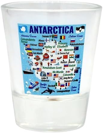 Antarctica Map and Attractions Collage Shot Glass image 2