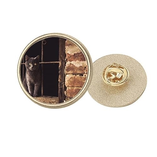 Broche ronde chat en métal doré le cadeau idéal pour amoureux des animaux