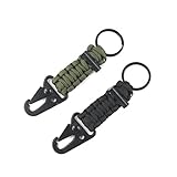 DETUCK Paracord Keychain Carabiner 2PCS Pack Survival Paracord Lanyard with Fire Starter