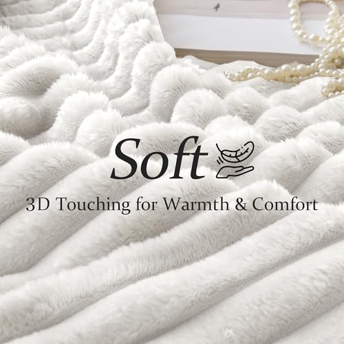 Manta de forro polar blanca para sofá y cama, cálida y acogedora, ideal para mujeres y niñas miniatura 4