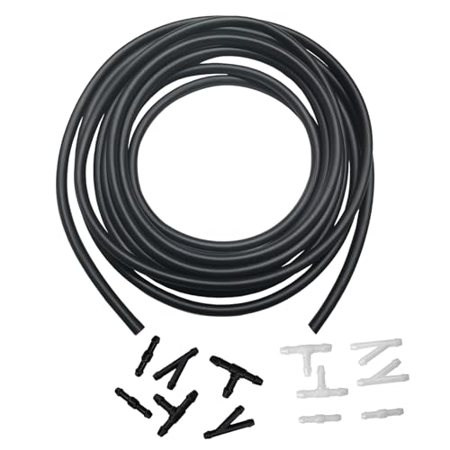 YYTQP Windshield Washer Hose Kit, 4 Meter Washer Fluid Hose with 12 Pcs Connectors, Connect Car Water Pump and Nozzles, Compatible with Most Vehicle Windshield Nozzle Installation