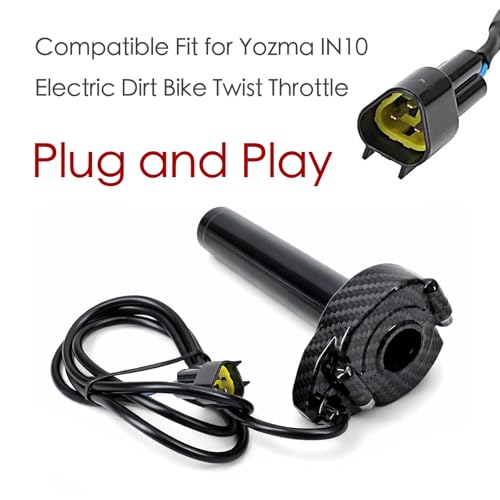 Image of Compatible Fit for Yozma IN10 Valtinsu Strike Shadow SX Electric Dirt Bike Twist Throttle, Full Twist Throttle Handle with Male Connector, Rolling Bearing & Cable Kit