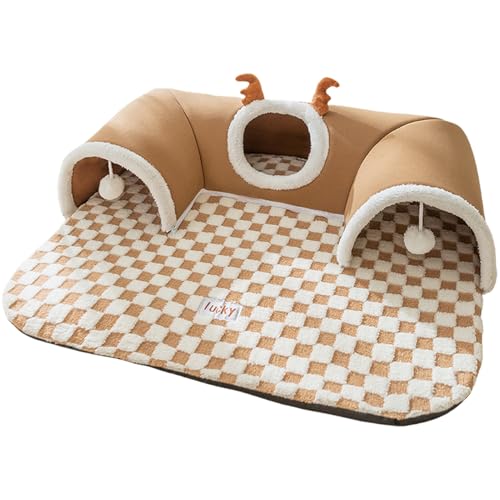 Veasbuu Letto a tunnel per gatti, da gioco con cuscino morbido e tessuto resistente, design leggero e pieghevole, ideale per riposare in interni ed esterni