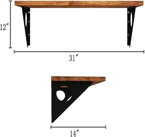 Miniatura 2 de Mesa rústica industrial para montar en la pared, mesa de comedor, mesas de bar de madera de pino para montar en la pared (31 x 14 pulgadas)