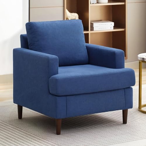 Weture Mid-Century Linen Armchair with Wood Legs