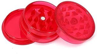 Plastic Herb Grinder 3 Part Mini Magnetic Shark Teeth Assorted Colours, 40mm 3 Piece Herb Grinders, 6 Colours to Choose from, Portable and Pocket Size, Smell Proof Airtight Storage (RED)