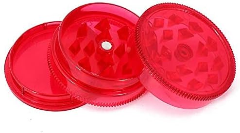 Plastic Herb Grinder 3 Part Mini Magnetic Shark Teeth Assorted Colours, 40mm 3 Piece Herb Grinders, 6 Colours to Choose from, Portable and Pocket Size, Smell Proof Airtight Storage (RED)