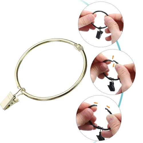 Anillos de cortina con clips uxcell de 3 pulgadas dorados para colgar cortinas pack de 28 7