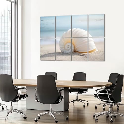 8 Pack Paneles Acústicos Artísticos para Absorción de Sonido con Diseño de Conchas Marinas, Textura Suave, Decorativos y Autoadhesivos para Estudios y Oficina 48"x32" miniatura 7
