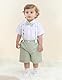 mintgreen Baby Boy Anzüge Ostern Outfit Hochzeit Gentleman kurze Ärmel Shirt Shorts Set mit Fliege Hosenträger Kleidung, Grün, 3-6 Monate, 60