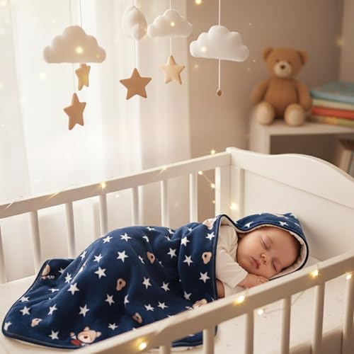 Image of Ultra-Soft Baby Hooded Blanket | Newborn Baby Wrapping | Coral Fleece Material Hypoallergenic | Towel Cum Blanket with Teddy Design (0-3Years)|