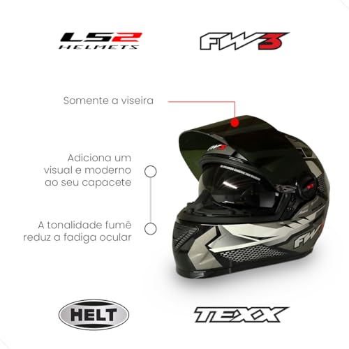 Viseira para Capacete 2,00m Unissex Motociclista - Compatível: LS2 FF358 FF396, Helt Strada, Texx Ac